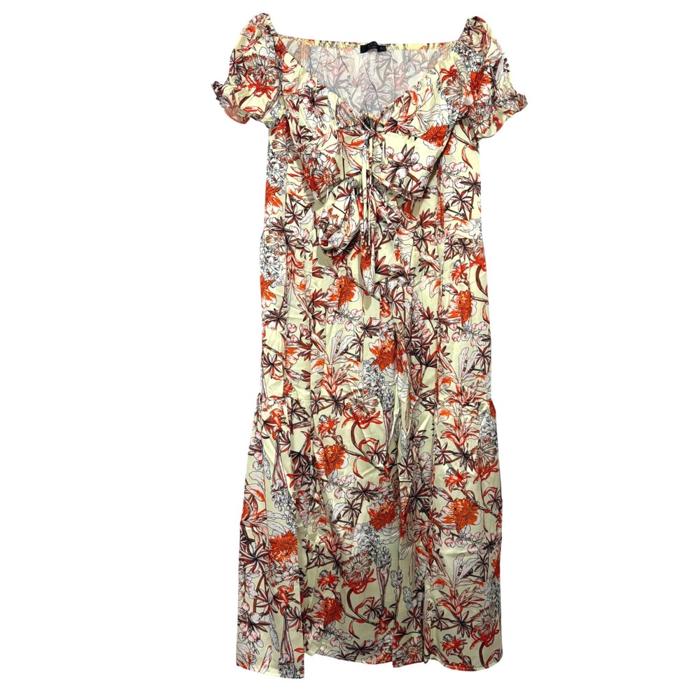 Floral Crop Top and‎ Wide Leg Pants Set Yellow Orange Two Piece Outfit